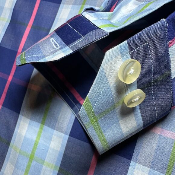 Eton Men's Contemporary Dress Shirt 41/16 Sz TL *TALL Large Multi Color Check - Picture 4 of 7